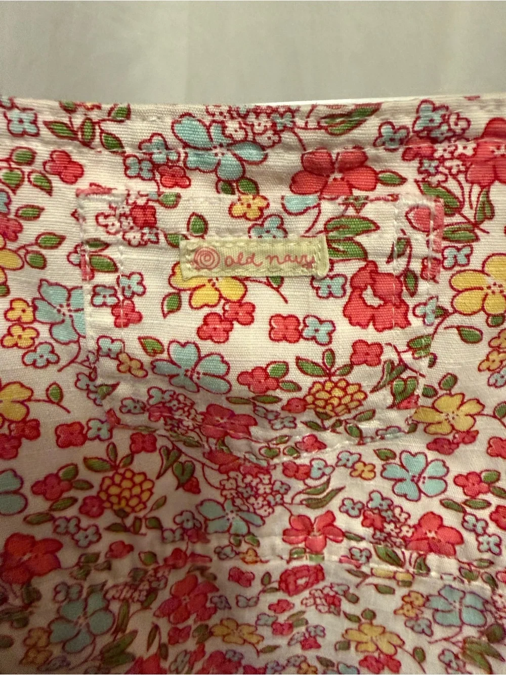 Vintage Old Navy Baby Floral Cotton Dress in White, Pink, Yellow, Green, Blue